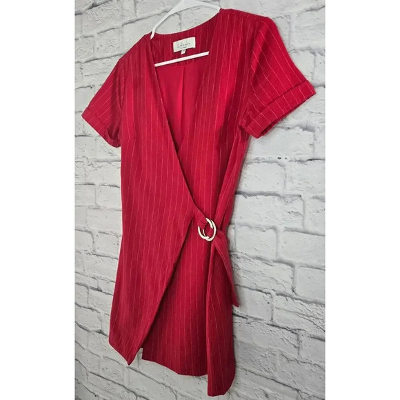 Revolve Academie The Turk Mini Wrap Dress in Red Stripe Size Small. - Picture 3 of 10